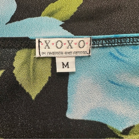 VTG XOXO Blue Black Floral 2 Piece Top & Skirt Small & Medium Retro Y2k GUC READ - Picture 2 of 9